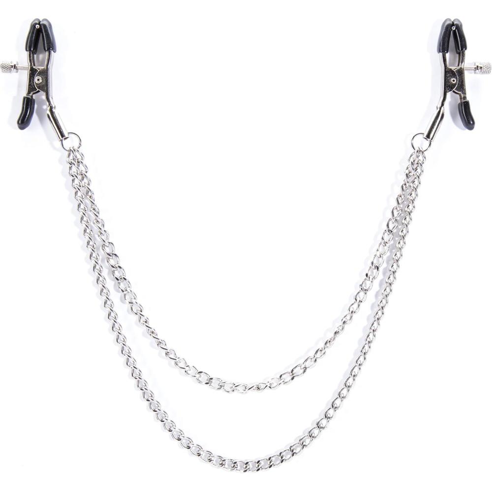 imageLovehoney Bondage Boutique Adjustable Nipple Clamps with Double Chain PVC Tip Crocodile Clips BDSM Bondage Restraints amp Fetish Toys Erotic Nipple Play Accessories Sex Toys for Women amp Couples