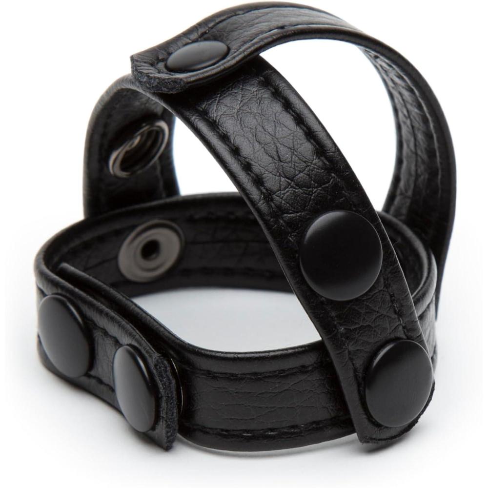 imageLovehoney Bondage Boutique TStyle Cock Ring amp Ball Splitter Adjustable Faux Leather Penis Ring for Stamina Harder Erections amp Testicle Separation Sex Toy for Adults Secure SnapStud Fit