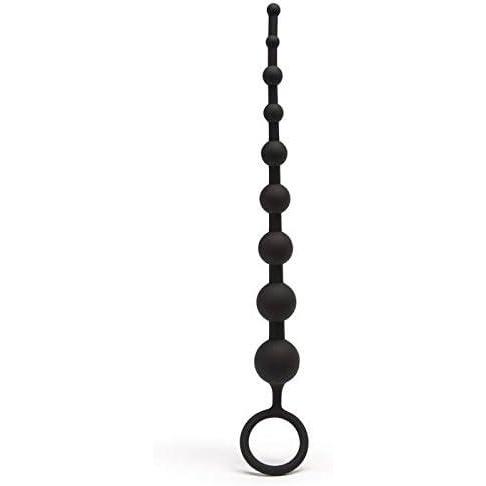imageLovehoney Classic Black Silicone Anal Beads with Finger Loop Beginner Friendly 10 inch