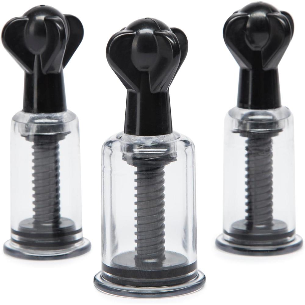 imageLovehoney DOMINIX Deluxe Nipple amp Clit Triple Sucker Set Powerful Suction Pumps for Intense Nipple amp Clitoral Play Adjustable TwistTop Chambers for BDSM Sensation Play Clear Adult Sex Toy