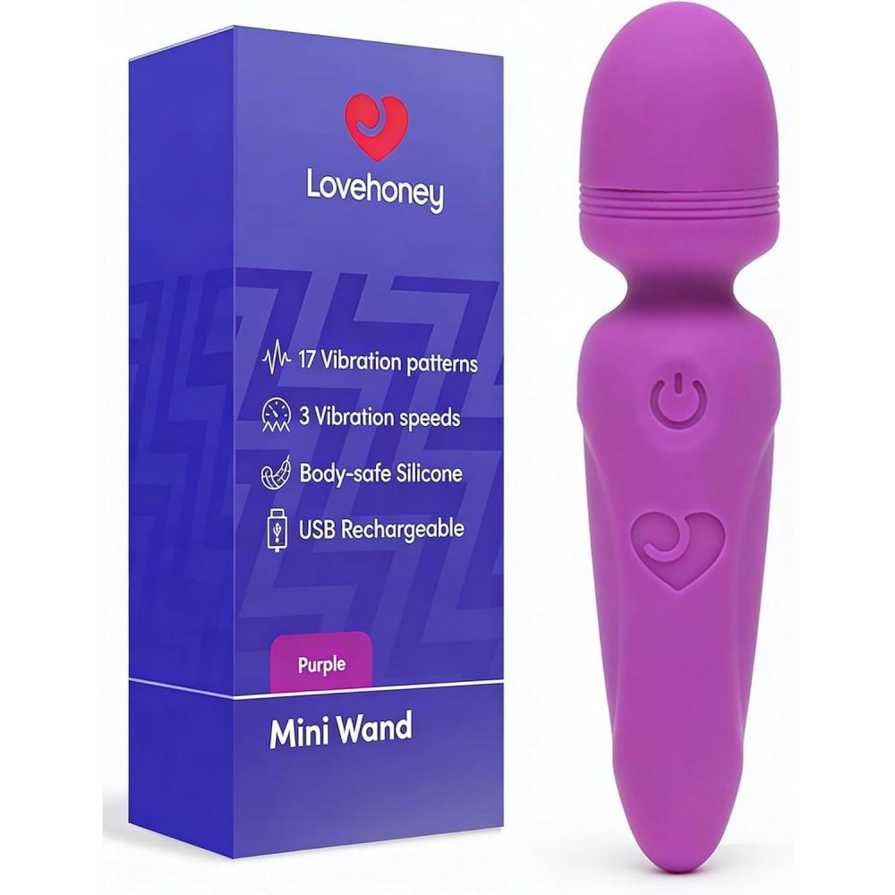 imageLovehoney Ignite Mini Wand Vibrator for Women  Vibrating Wand Personal Massager Womens Sex Toy  Compact 20 Mode Silicone Clitoral Stimulator Adult Toy  Discreet Pocket Size Clit Pleasure Tool