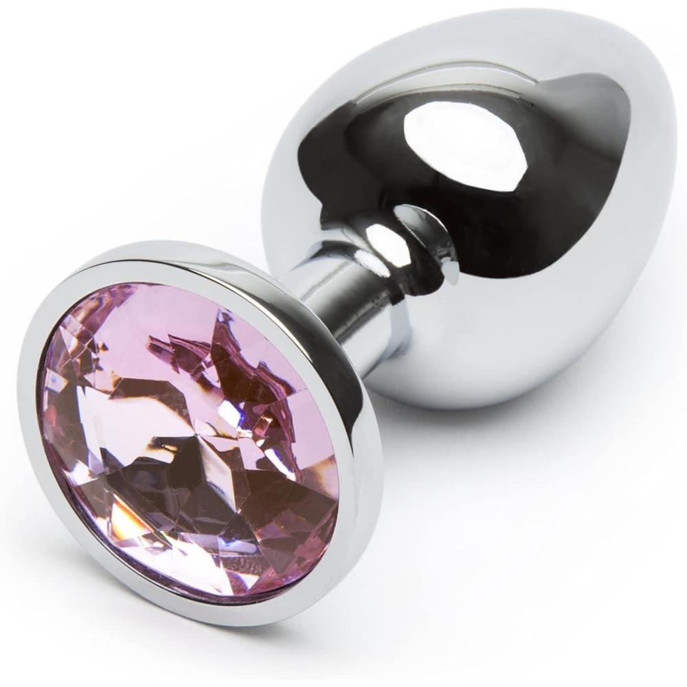 imageLovehoney Jewelled Butt Plug 25 Inch Beginner Friendly Metal Anal Plug Firm Sensitive Skin Friendly Anal Toy Waterproof Pink Gem