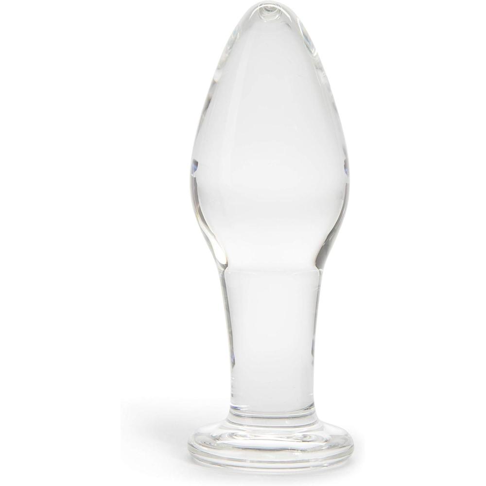 imageLovehoney Pure Pleasure Butt Plug 4 Inch Glass Anal Plug Tapered Tip with Flared Base Waterproof Clear