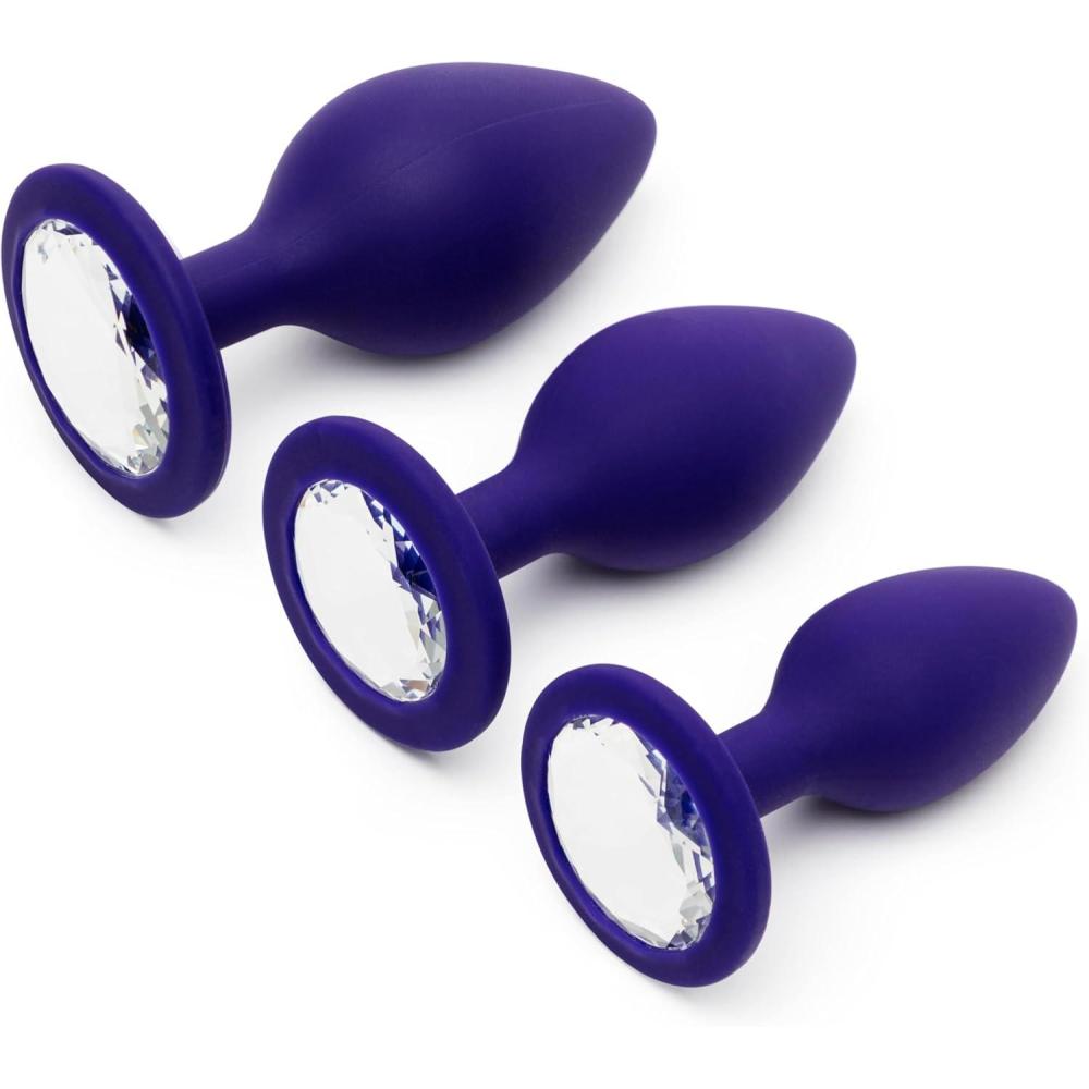 imageLovehoney Silicone Butt Plug Kit  Jewelled 3 PCS Anal Training Set for Beginners  Flared Anal Plugs for Men Women amp Couples  Adult Sex Toys Small Medium amp Large  Prostate Massager Adult Toy