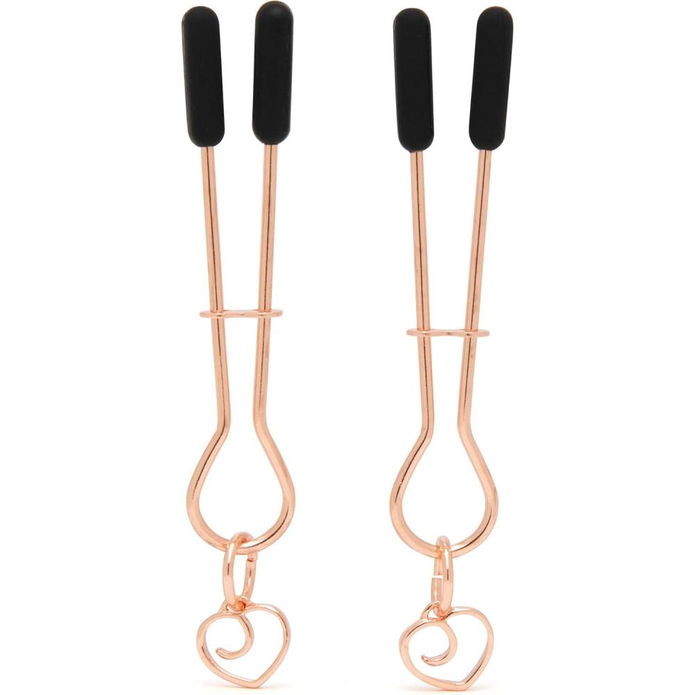 imageLovehoney Tease Me Silicone Tip Adjustable Nipple Clamps  NickelFree Tweezer Clamps for Beginners  Gentle Nipple Toys for Women amp Couples  BDSM Bondage Sex Accessories for Foreplay amp PleasureRose Gold  Black