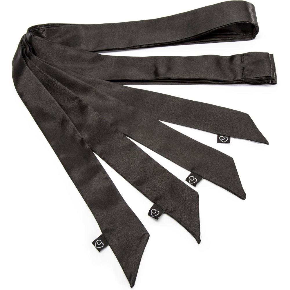 imageLovehoney Tease Silky Restraints 4 Pack  Soft Satin Bondage Ties with DRings  Adjustable Wrist Ankle amp Bed Sex Restraints for Couples  BeginnerFriendly BDSM Bondage Sexy Accessories in Black