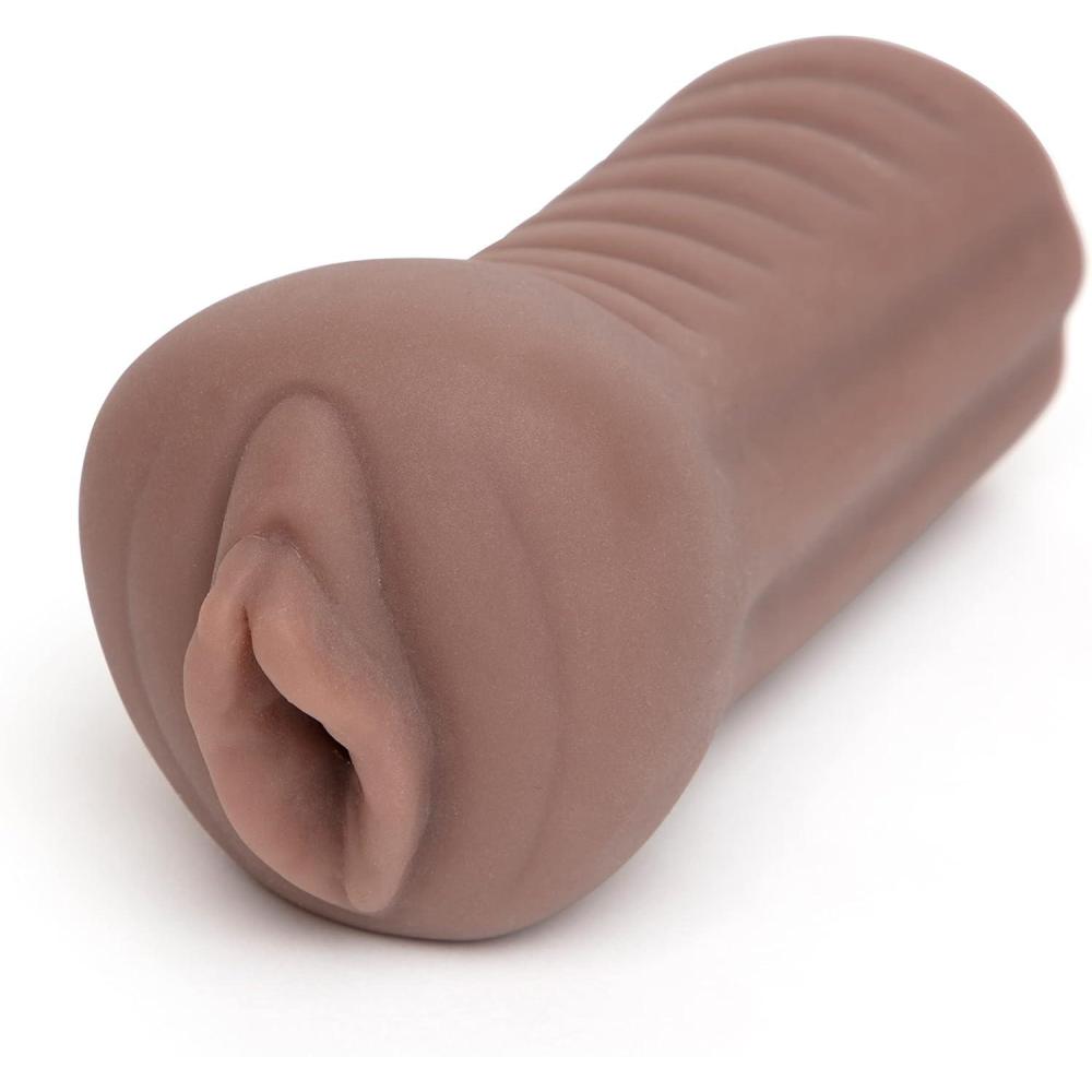 imageLovehoney Thrust Pro Mini Tara Male Masturbator 5 Inch Realistic Tight Vagina with Textured Canal Waterproof Vibrator Compatible Male Sex Toy Self Pleasure Sex Toys for Men 200g Flesh Brown
