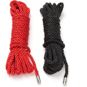 Fifty Shades of Grey Restrain Me Bondage Rope – 5m Silky & Strong Twisted Bondage Rope with Zero Stretch – Wrist or Ankle Restraint for Adults – 2 Pack – Red/Black