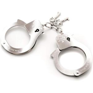 Fifty Shades of Grey You are Mine Metal Handcuffs – Lockable Handcuffs with 2 Keys & Quick Release – Adjustable Sexy Restraints for Couples with Satin Bag – Silver