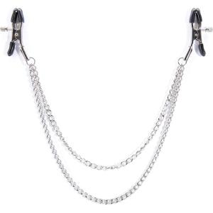 Lovehoney Bondage Boutique Adjustable Nipple Clamps with Double Chain | PVC Tip Crocodile Clips | BDSM Bondage Restraints & Fetish Toys | Erotic Nipple Play Accessories | Sex Toys for Women & Couples