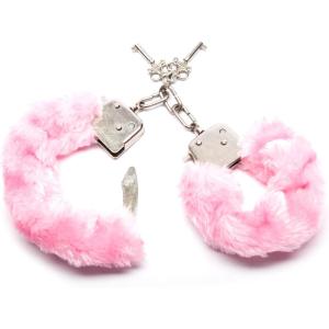 Lovehoney Bondage Boutique Pink Furry Handcuffs | Soft Faux Fur Metal Restraints with Chain & Keys | Beginner Bondage Handcuffs for Couples Sexy Bedroom Play | Kinky Sex Toys & Adult Restraint Games