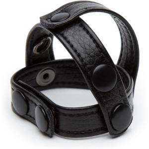 Lovehoney Bondage Boutique T-Style Cock Ring & Ball Splitter | Adjustable Faux Leather Penis Ring for Stamina | Harder Erections & Testicle Separation Sex Toy for Adults | Secure Snap-Stud Fit