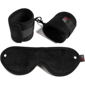 Lovehoney Bondage Boutique Temptation Soft Bondage Kit – Faux Fur Blindfold & Quick Release Handcuffs – 2 Piece Set – Black