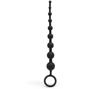 Lovehoney Classic Black Silicone Anal Beads with Finger Loop – Beginner Friendly – 10 inch