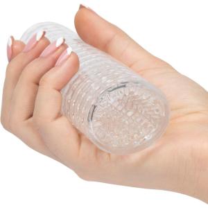 Lovehoney Clear Textured Male Masturbator – Soft Plastic – Latex & Phthalate Free – Beginner Friendly