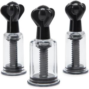 Lovehoney DOMINIX Deluxe Nipple & Clit Triple Sucker Set | Powerful Suction Pumps for Intense Nipple & Clitoral Play | Adjustable Twist-Top Chambers for BDSM Sensation Play | Clear Adult Sex Toy