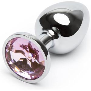 Lovehoney Jewelled Butt Plug – 2.5 Inch Beginner Friendly Metal Anal Plug – Firm Sensitive Skin Friendly Anal Toy – Waterproof – Pink Gem