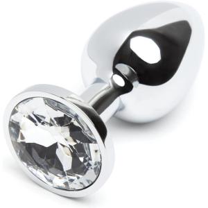 Lovehoney Jewelled Butt Plug – 2.5 Inch Metal Anal Plug – Beginner Friendly Tapered Tip – Waterproof Clear