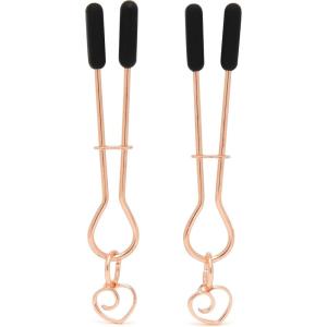 Lovehoney Tease Me Silicone Tip Adjustable Nipple Clamps | Nickel-Free Tweezer Clamps for Beginners | Gentle Nipple Toys for Women & Couples | BDSM Bondage Sex Accessories for Foreplay & Pleasure(Rose Gold & Black)