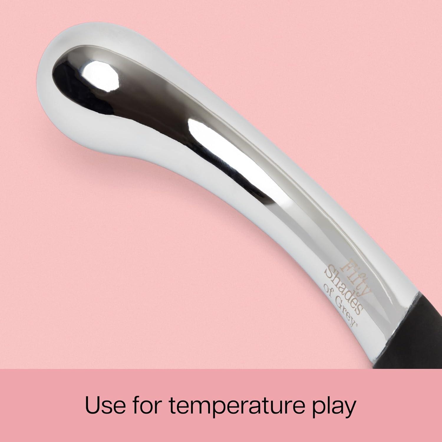 imageFifty Shades of Grey Sweet Pressure Double Ended Dildo 5 inch Silicone Stimulator Couples Sex Toy Weighted Metal Temperature Play Dildo Curved Penis G Spot Massager Adult Sex Toys for Women