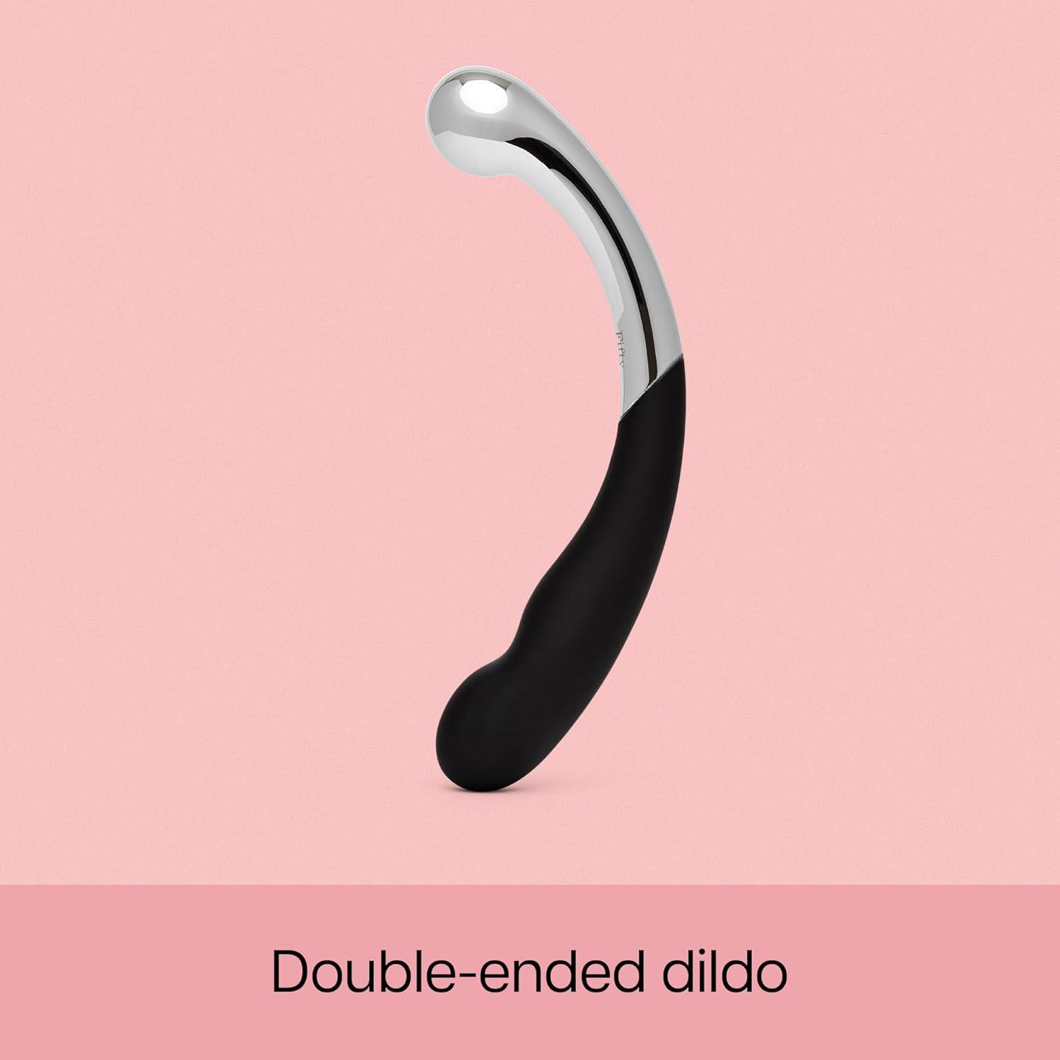 imageFifty Shades of Grey Sweet Pressure Double Ended Dildo 5 inch Silicone Stimulator Couples Sex Toy Weighted Metal Temperature Play Dildo Curved Penis G Spot Massager Adult Sex Toys for Women