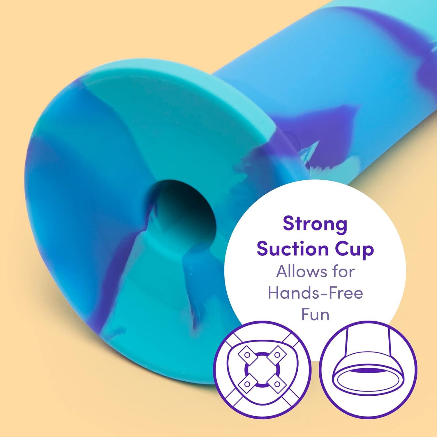 imageLovehoney Air and Water Curved Dildo 7 Inch Suction Cup Dildo for Women Multicoloured Smooth Silicone Harness Compatible Strap On Adult Sex Toy Waterproof BlueBlue