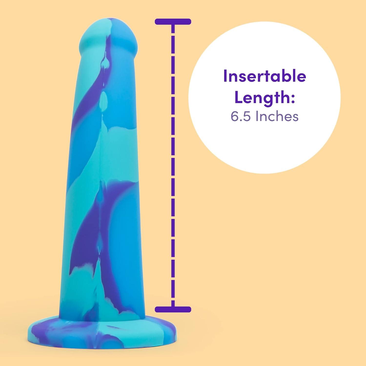 imageLovehoney Air and Water Curved Dildo 7 Inch Suction Cup Dildo for Women Multicoloured Smooth Silicone Harness Compatible Strap On Adult Sex Toy Waterproof BlueBlue