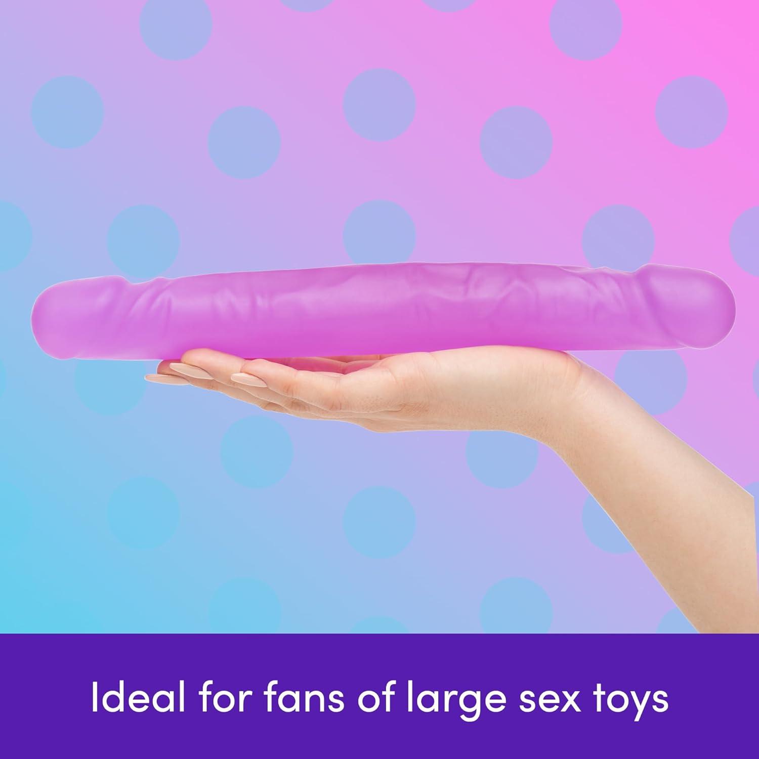 imageLovehoney Double Ended Dildo 12 inch Large Realistic Dildo Long Dong Flexible Anal Toy for Men Thick Double Sided Penis G Spot Massager Adult Sex Toys for Women Couples amp Lesbians Purple