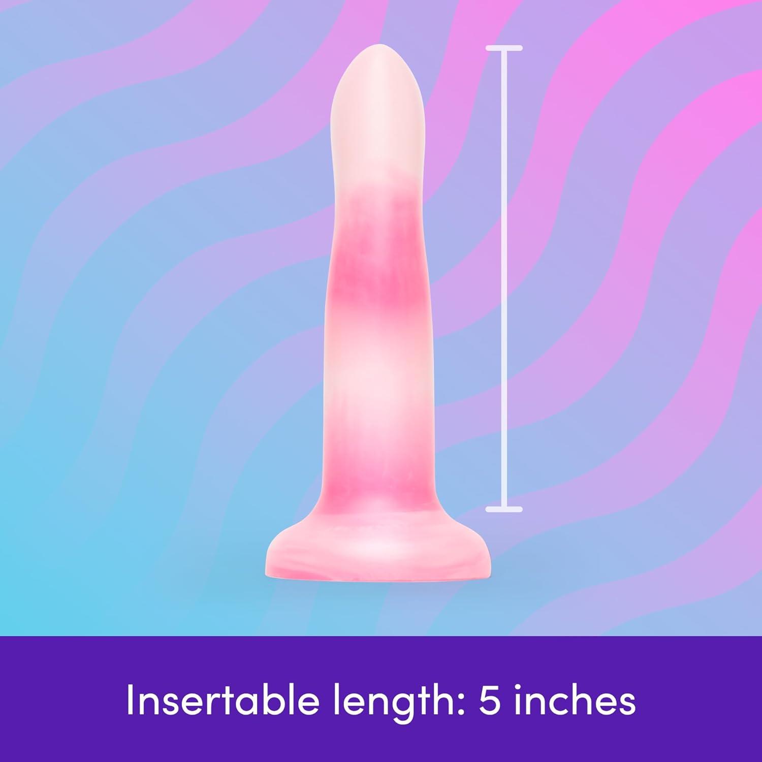 imageLovehoney Flexible Liquid Silicone Dildo 5 inch Suction Cup Dildo for Women G Spot Personal Massage Tool Curved Anal Toy Prostate Massager Harness Compatible Adult Sex Toys for Couples Pink