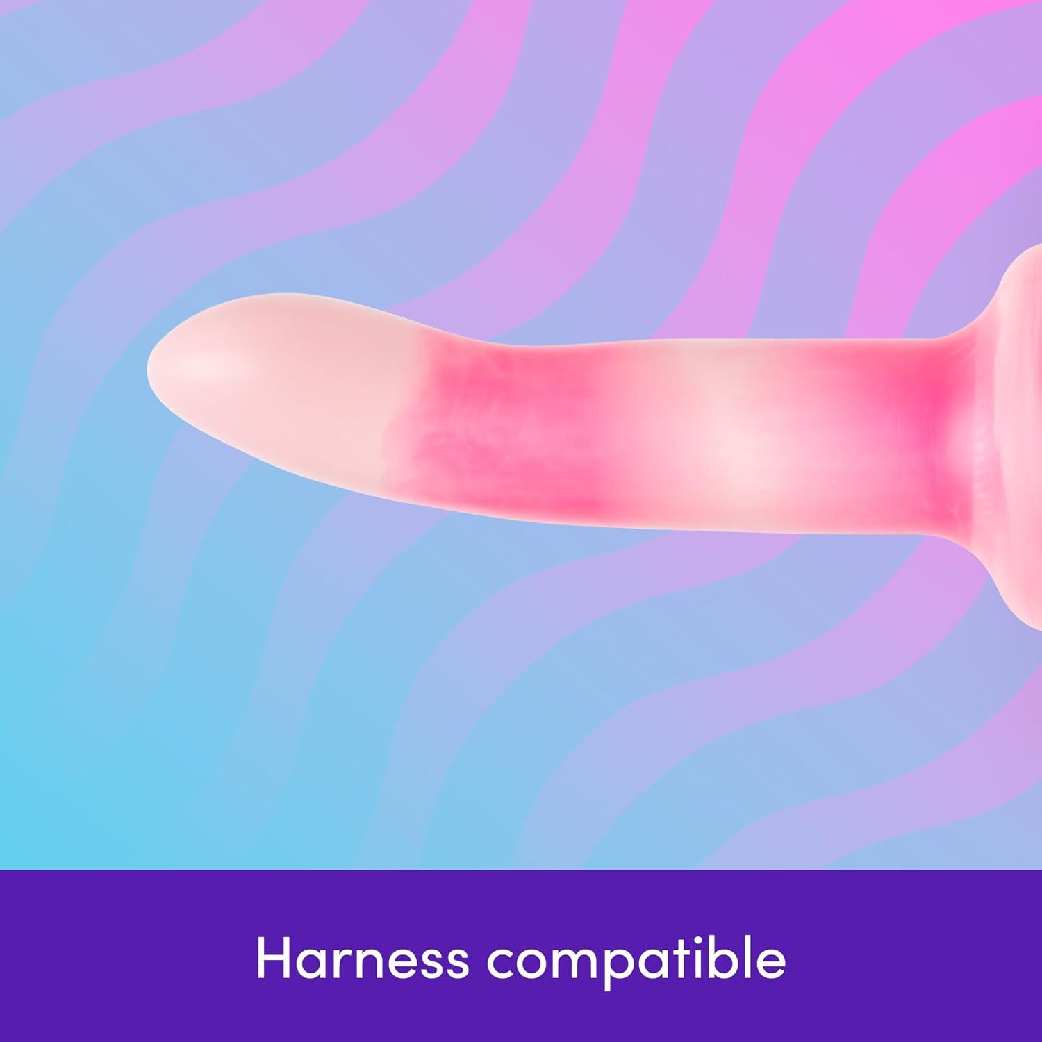imageLovehoney Flexible Liquid Silicone Dildo 5 inch Suction Cup Dildo for Women G Spot Personal Massage Tool Curved Anal Toy Prostate Massager Harness Compatible Adult Sex Toys for Couples Pink
