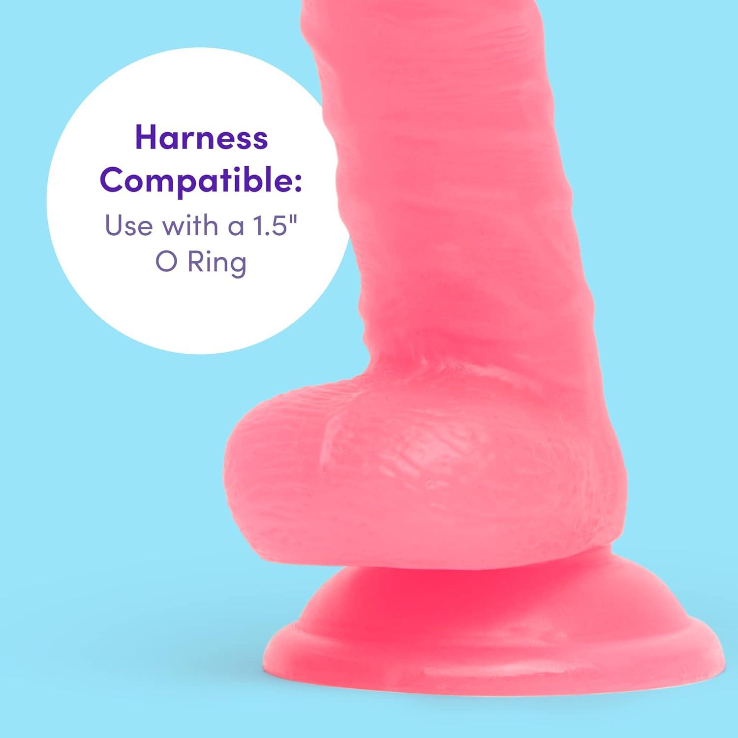 imageLovehoney Glow in The Dark Realistic Dildo 8 Inch with Suction Cup Flexible Anal Dildo for Women Harness Compatible Strap On Adult Sex Toy Waterproof Pink8 inches