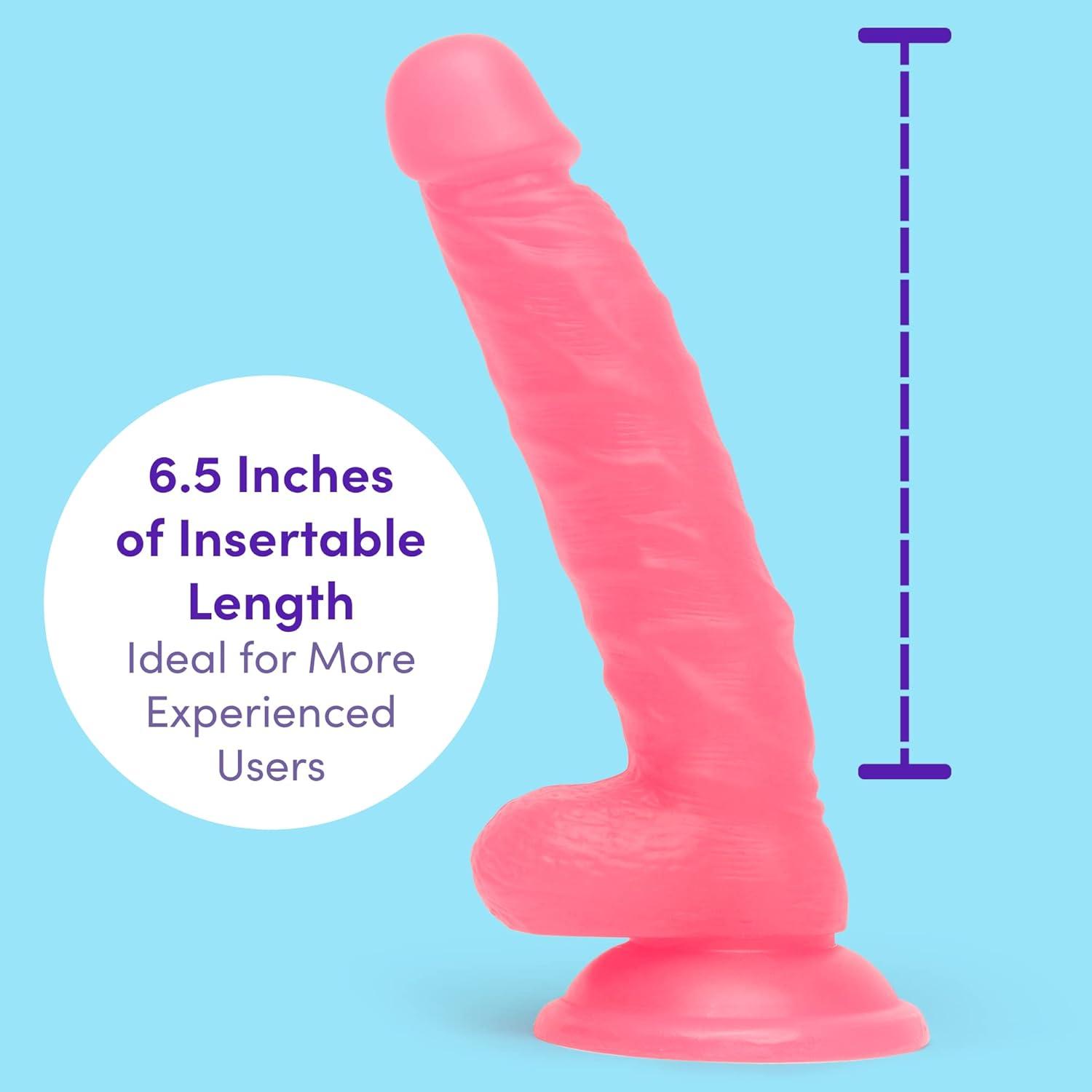 imageLovehoney Glow in The Dark Realistic Dildo 8 Inch with Suction Cup Flexible Anal Dildo for Women Harness Compatible Strap On Adult Sex Toy Waterproof Pink8 inches