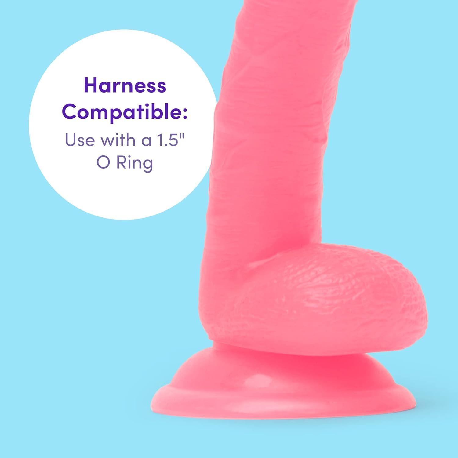 imageLovehoney Glow in The Dark Realistic Dildo 8 Inch with Suction Cup Flexible Anal Dildo for Women Harness Compatible Strap On Adult Sex Toy Waterproof Pink6 inches