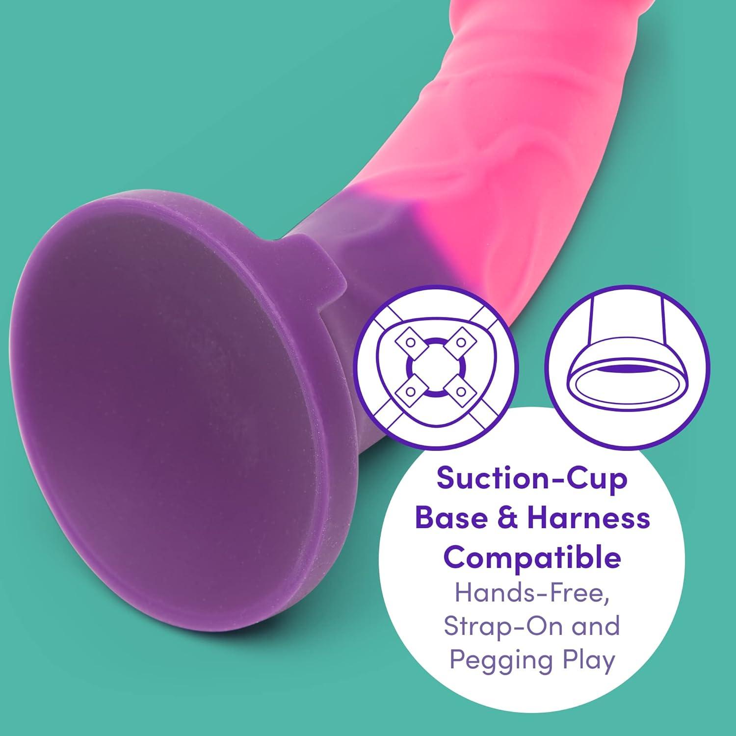 imageLovehoney Lifelike Lover Luxe Realistic Dildo 7 Inch Suction Cup Dildo Colour Changing Curved Smooth Silicone Harness Compatible Strap On Adult Sex Toy Waterproof PurplePinkPurplePink