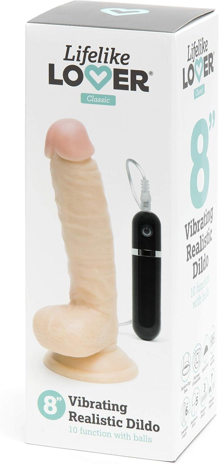 imageLovehoney Lifelike Lover Vibrating Dildo 8 Inch Realistic Dildo Suction Cup with Wired Remote Control Vibrator for Women 10 Vibration Functions Adult Sex Toy BlackFlesh Pink