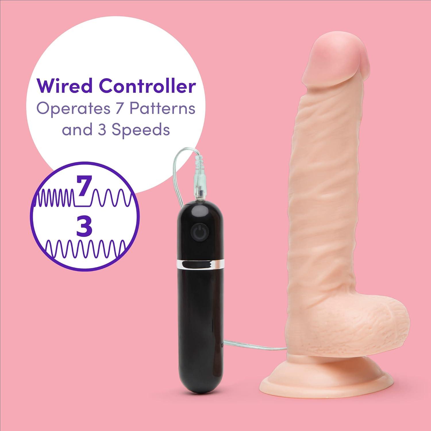imageLovehoney Lifelike Lover Vibrating Dildo 8 Inch Realistic Dildo Suction Cup with Wired Remote Control Vibrator for Women 10 Vibration Functions Adult Sex Toy BlackFlesh Pink