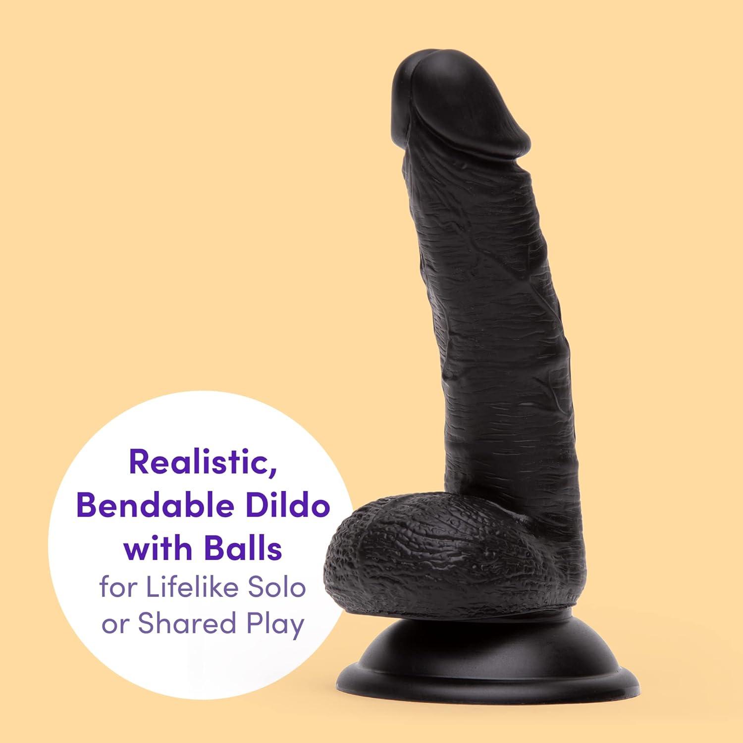 imageLovehoney Lifelike Realistic Dildo Adult Toys for Women 5 inch Suction Cup Dildo with Flexible Shaft amp G Spot Stimulation Harness Compatible Strap On for Pegging Play Couples Sex Toys BlackBlack