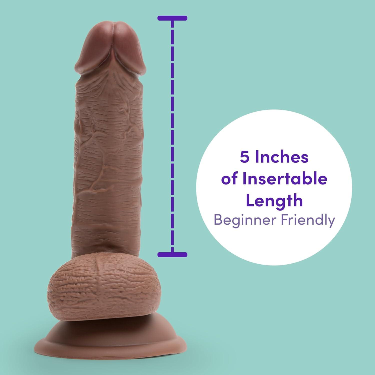 imageLovehoney Lifelike Realistic Dildo Adult Toys for Women 5 inch Suction Cup Dildo with Flexible Shaft amp G Spot Stimulation Harness Compatible Strap On for Pegging Play Couples Sex Toys BlackFlesh Brown