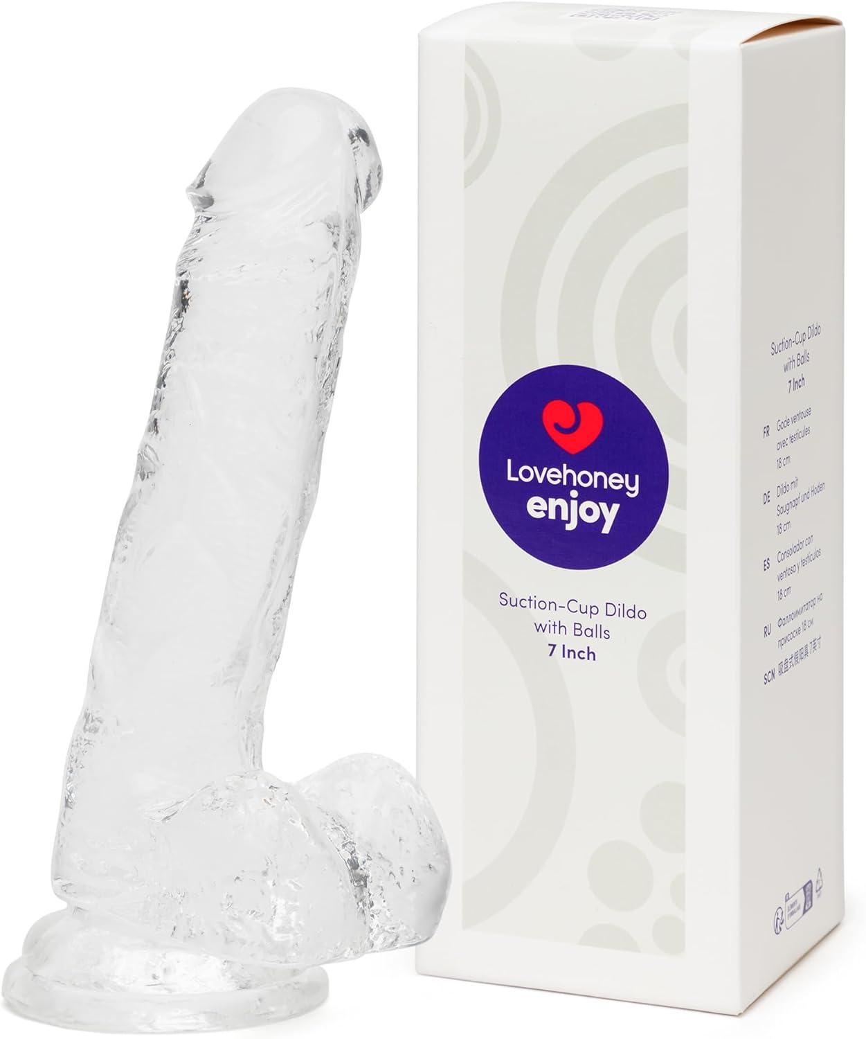 imageLovehoney Realistic Dildo 7 Inch with Suction Cup Firm GSpot and Anal Dildo with Balls Adult Sex Toy for Men Women amp Couples Harness Compatible Strap On Waterproof Clear