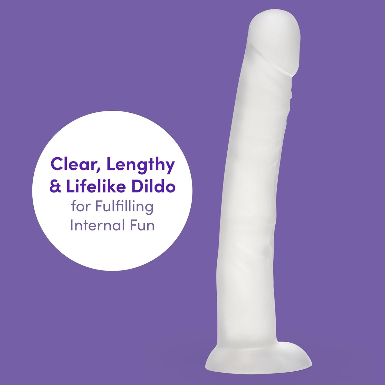 imageLovehoney Realistic Dildo 7 Inch with Suction Cup Girthy Dildo for Women Thick Firm but Flexible Harness Compatible Strap On Adult Sex Toy Waterproof ClearClear