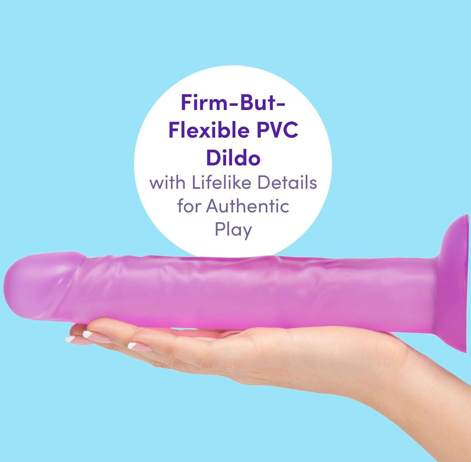 imageLovehoney Realistic Dildo 7 Inch with Suction Cup Girthy Dildo for Women Thick Firm but Flexible Harness Compatible Strap On Adult Sex Toy Waterproof ClearPurple