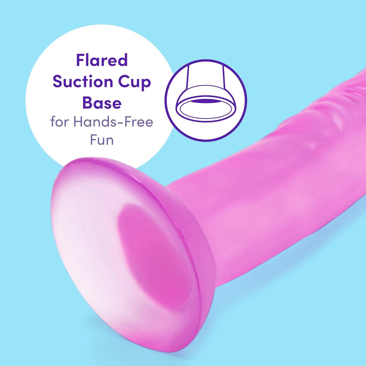 imageLovehoney Realistic Dildo 7 Inch with Suction Cup Girthy Dildo for Women Thick Firm but Flexible Harness Compatible Strap On Adult Sex Toy Waterproof ClearPurple