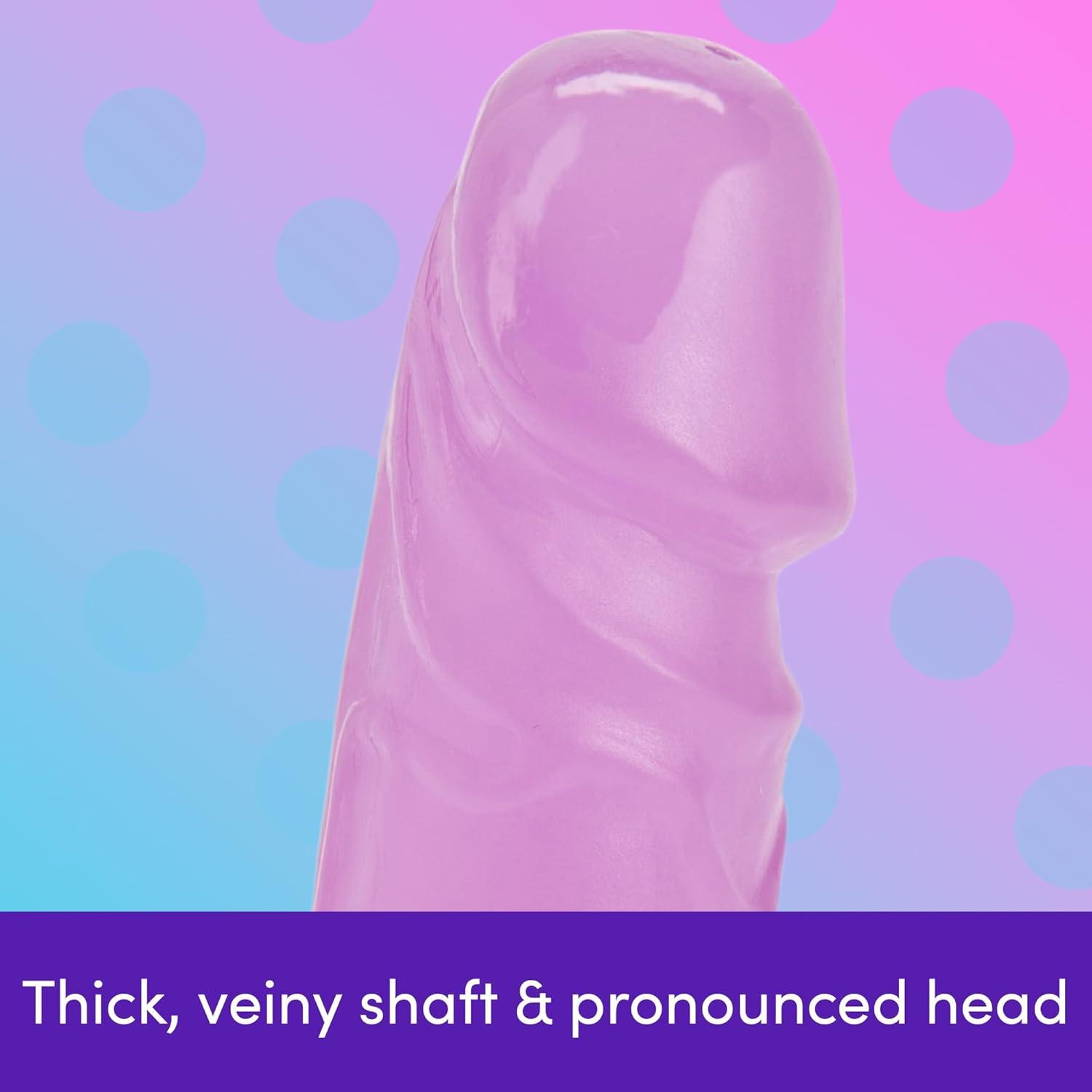 imageLovehoney Realistic Dildo 7 Inch with Suction Cup Girthy Dildo for Women Thick Firm but Flexible Harness Compatible Strap On Adult Sex Toy Waterproof ClearPurple