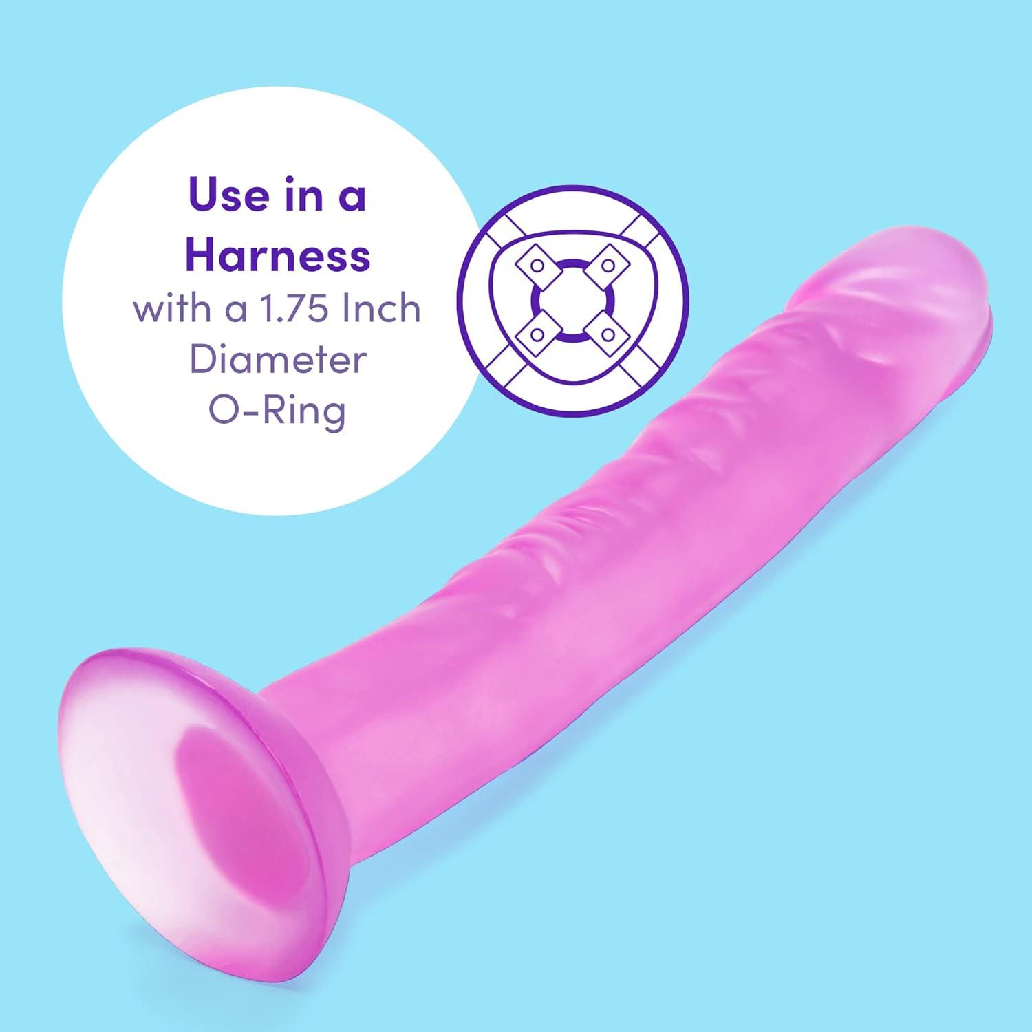 imageLovehoney Realistic Dildo 7 Inch with Suction Cup Girthy Dildo for Women Thick Firm but Flexible Harness Compatible Strap On Adult Sex Toy Waterproof ClearPurple