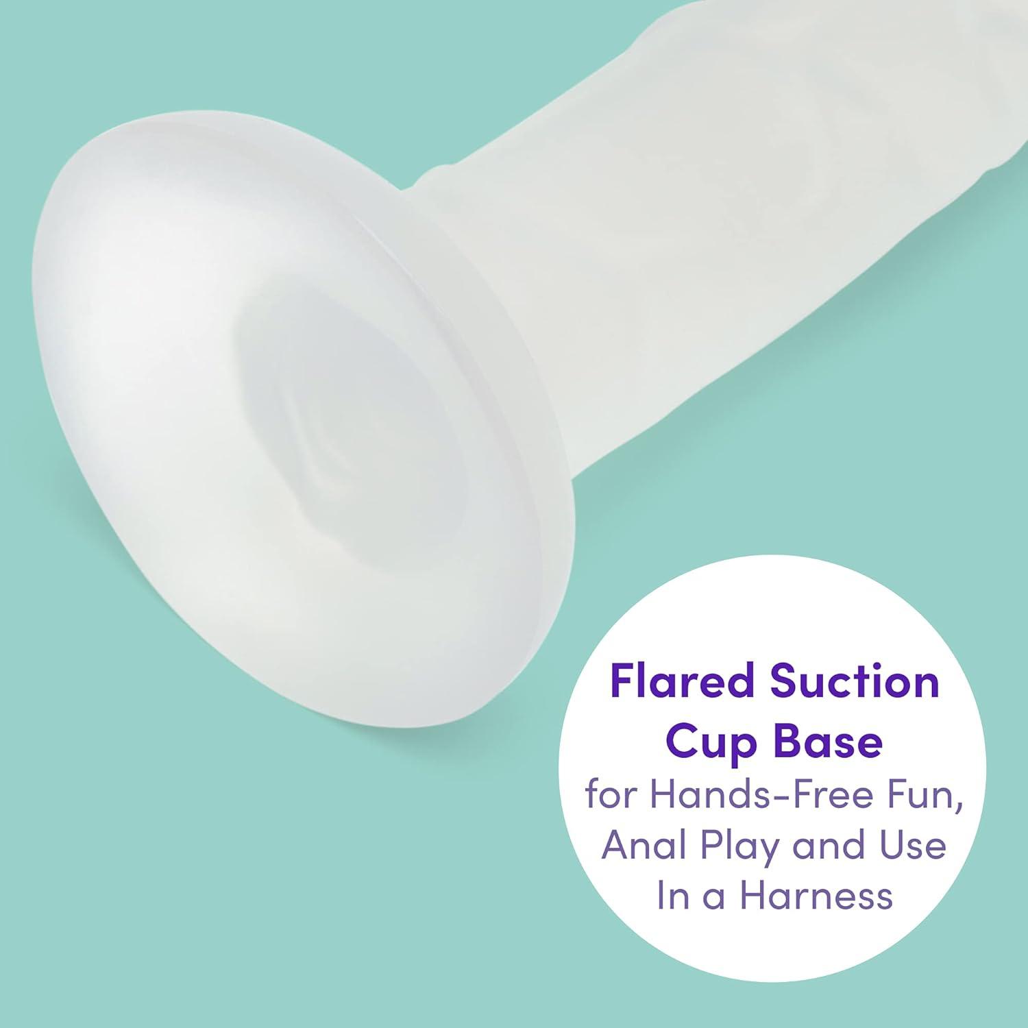 imageLovehoney Realistic Dildo 7 Inch with Suction Cup Girthy Dildo for Women Thick Firm but Flexible Harness Compatible Strap On Adult Sex Toy Waterproof ClearClear