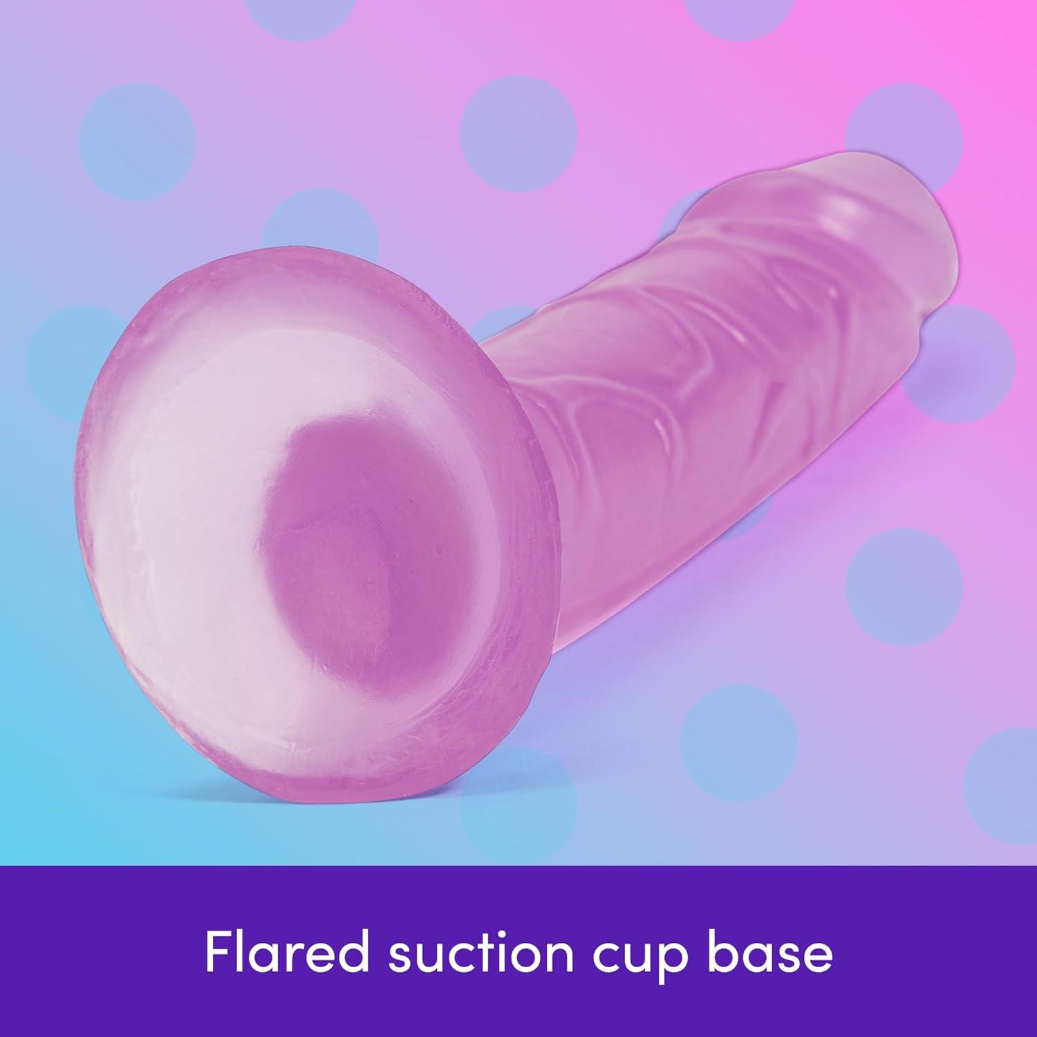 imageLovehoney Realistic Dildo 7 Inch with Suction Cup Girthy Dildo for Women Thick Firm but Flexible Harness Compatible Strap On Adult Sex Toy Waterproof ClearPurple