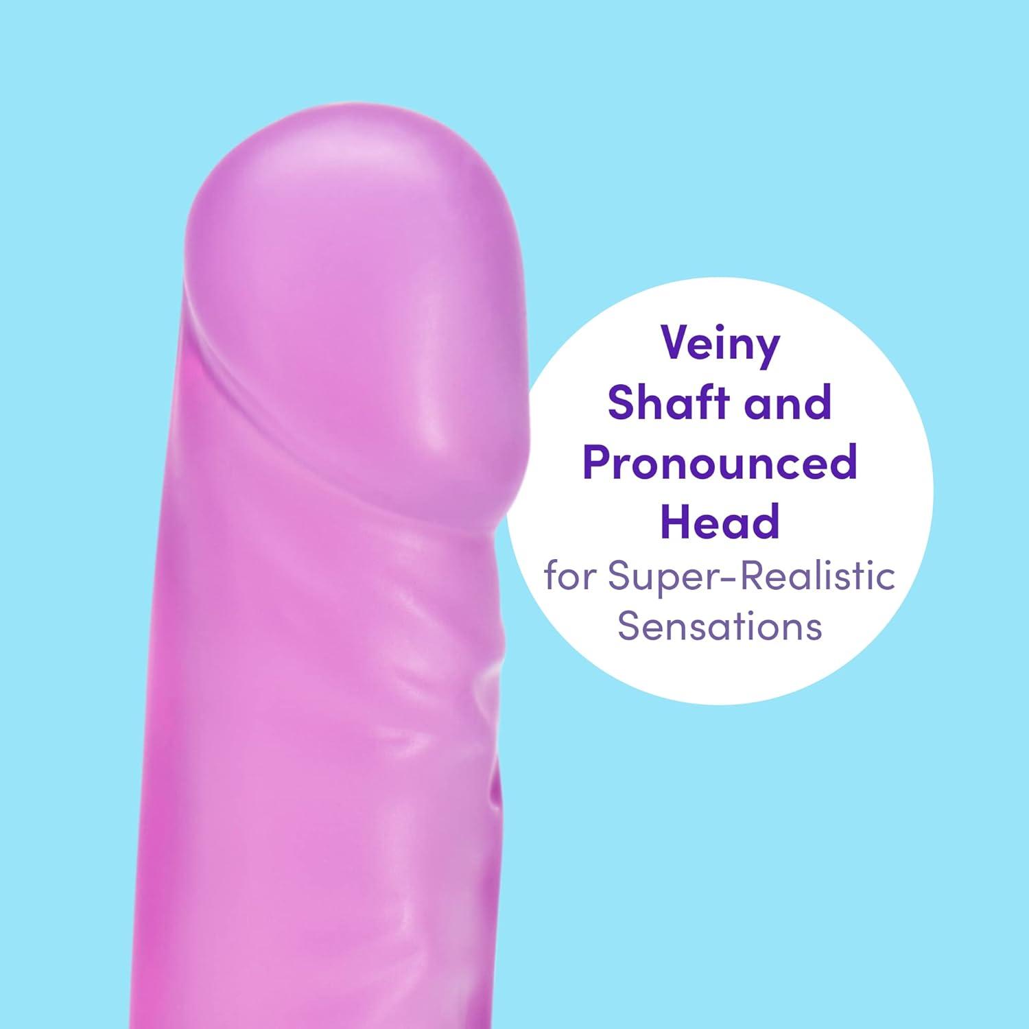 imageLovehoney Realistic Dildo 7 Inch with Suction Cup Girthy Dildo for Women Thick Firm but Flexible Harness Compatible Strap On Adult Sex Toy Waterproof ClearPurple