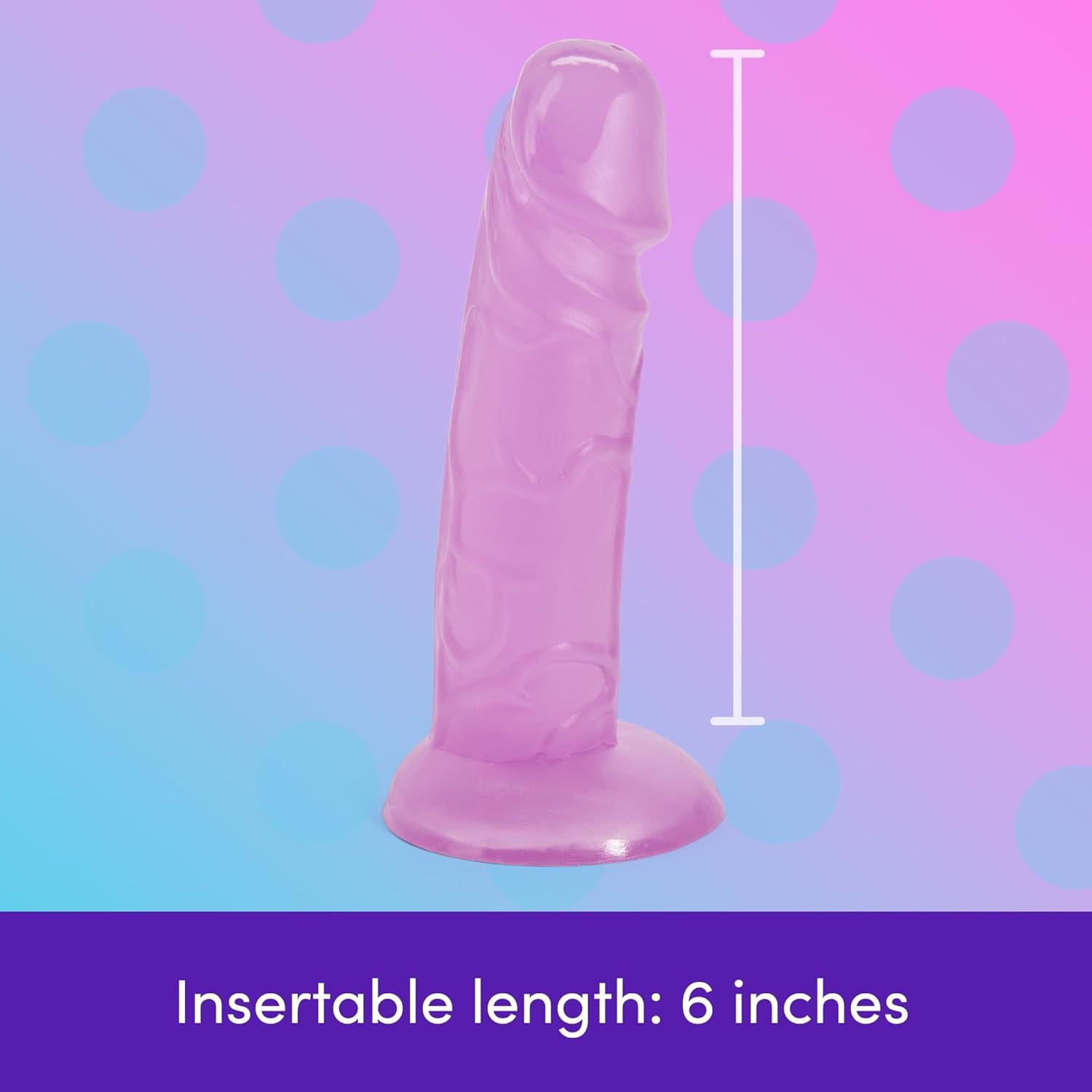 imageLovehoney Realistic Dildo 7 Inch with Suction Cup Girthy Dildo for Women Thick Firm but Flexible Harness Compatible Strap On Adult Sex Toy Waterproof ClearPurple