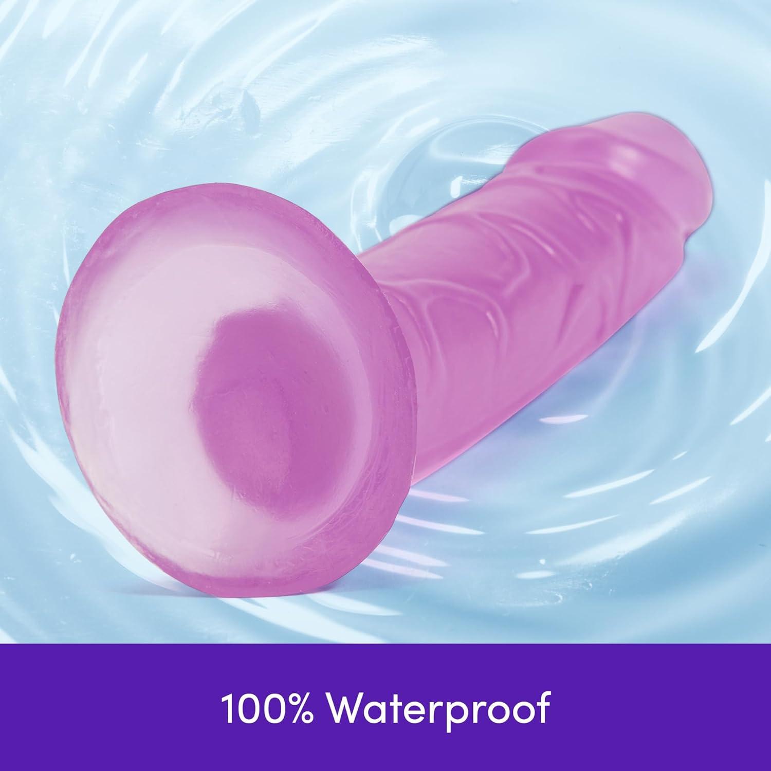 imageLovehoney Realistic Dildo 7 Inch with Suction Cup Girthy Dildo for Women Thick Firm but Flexible Harness Compatible Strap On Adult Sex Toy Waterproof ClearPurple