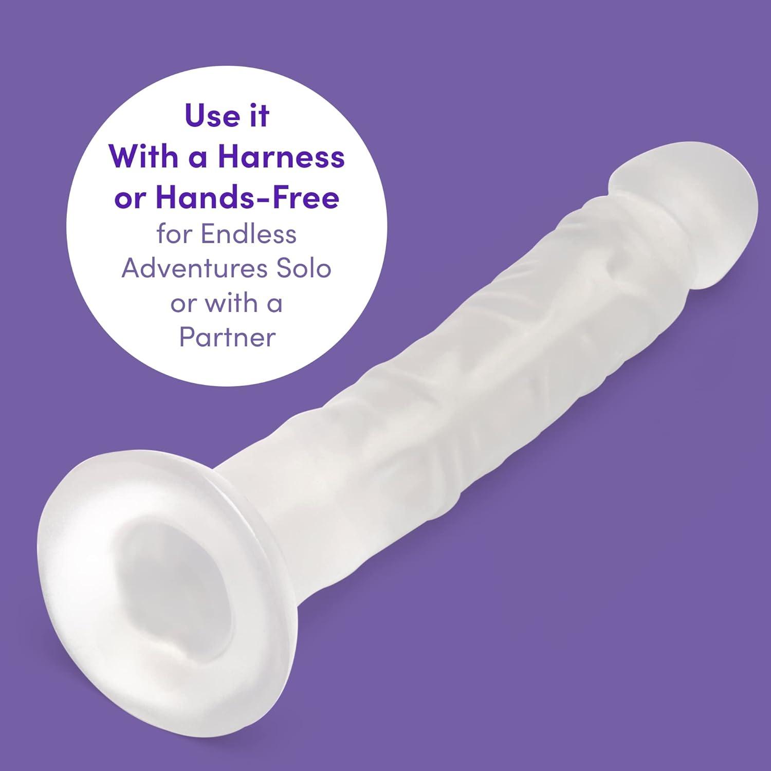 imageLovehoney Realistic Dildo 7 Inch with Suction Cup Girthy Dildo for Women Thick Firm but Flexible Harness Compatible Strap On Adult Sex Toy Waterproof ClearClear